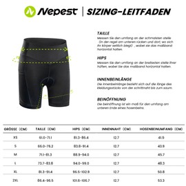 Nepest Women's Cycling Shorts Padded 4D Road Bike Shorts Short Breathable Cycling Shorts with Pocket Cycling Shorts 4-Way Stretch, black, L