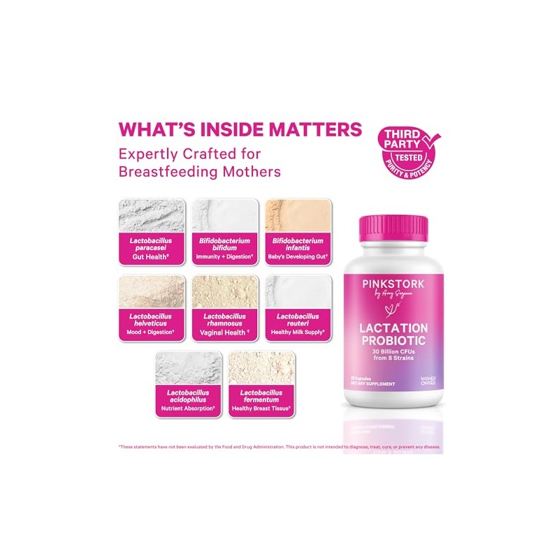 Pink Stork Probiótico de lactancia total probióticos para mujeres, suplementos