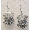 Bulldog Dog Head Earrings Shiny Silver Alloy Hook Drop Jewelry