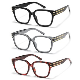 Kafirlo 3 Pack Premium Reading Glasses Men, Blue Light Blocking Fashion Computer Readers Spring Hinge Eyeglasses for Men and Women +2.25