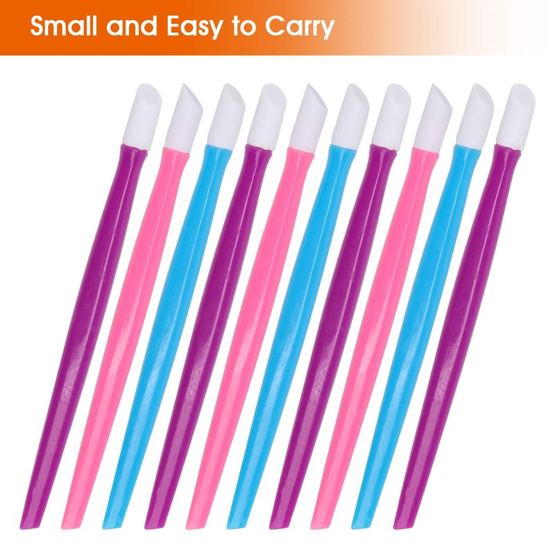 AHIER 10pcs Rubber Nail Cuticle Pusher Tipped Plastic Handle Nail