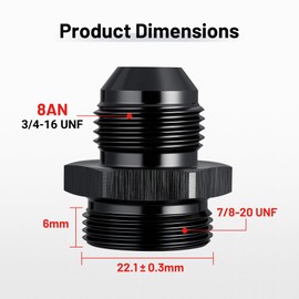 EVIL ENERGY AN Male Flare to Male Carb Carburetor Fuel Inlet Fitting Adapter Aluminum Black Upgrade 1PC