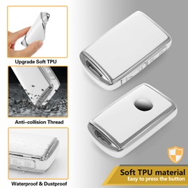 CTRINEWS for Mazda Key Fob Cover with Metal Braided Rope Keychain, Upgraded Soft Case for CX-5 CX-9 CX-30 CX-50 Mazda 3 6 Hatchback (4 buttons) Smart Key Fob Shell (Silver, B1)