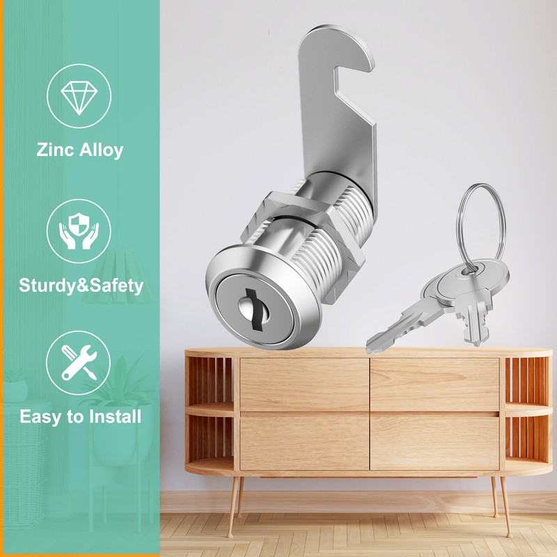 inBovoga 6 Pack Upgrade Cabinet Locks with Key, 1-1/8" Cam