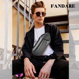 FANDARE Ultralight Chest Bag Bum Bag Men's Belt Bag Sling Bag Sports Bag Waterproof PU Waist Bag Shoulder Bag for Outdoor Sports Jogging Hiking Cycling Travel Daypacks, darkgray