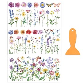 OLYCRAFT 3 Stück/Set Wildblumen Transferfolien Zum Aufreiben Für Möbel Und Kunsthandwerk 30x15cm Blumenmotiv Möbel Transferaufkleber Transferaufkleber Zum Aufreiben Für Scrapbook Heimdekoration