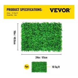 Vevor Muro Verde Follaje Artificial Sintético 4pzs 61x40,6cm