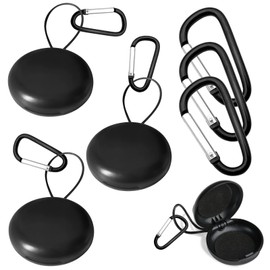 DALAETUS 3 Pcs Mini Ear Plug Carrying Cases, Plastic Ear Plug Storage Boxes with D-Shaped Carabiners, Potable Round Earplug Cover for Travel Running Camping (Black)