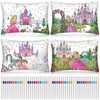4 Set Coloring Pillowcase with Marker Craft Kit,Princess
