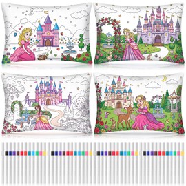 4 Set Coloring Pillowcase with Marker Craft Kit,Princess