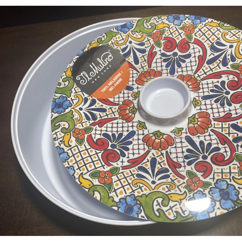 IL MULINO NEW!!! MELAMINE Spanish Tile Floral Tortilla Bowl w/