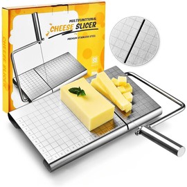 Stainless Steel Replaceable Wire Cheese Cutter Set - Comes with 5 Extra Replacement Wires, Ideal for Block Cheese and Butter Slicing