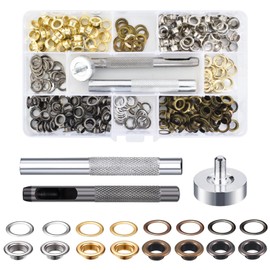 Grommet Tool Kit 200 Pieces Eyelet Set 6 mm Grommet Eyelets Discs Eyelet Pliers Set Eyelet Pliers with 3-Piece Tool Eyelet Pliers Metal Eyelets for Fabric Leather Tarpaulin Awnings Tents Bag Shoes