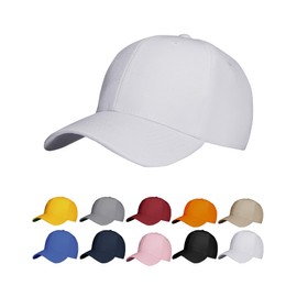 NebulaGlam Unisex Adjustable Baseball Cap, Cotton Sun Cap, Unisex Baseball Cap for Men and Women for Sports Travel Outdoor, B# White