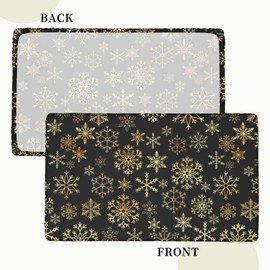 Fiokroo Winter Christmas Snowflakes Tablecloth with Elastic Edge for 4ft Rectangle Table, Table Cloth Xmas Washable Table Cover for Kitchen Dining Party Outdoor Picnic Decoration, 48" L X 30" W