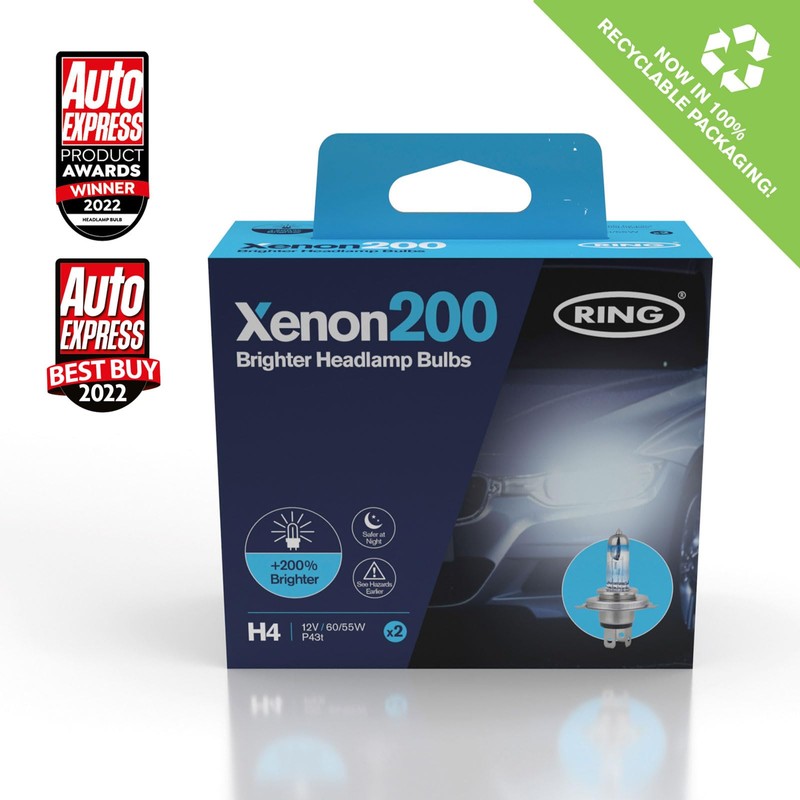 Xenon200 H4 200% Brighter Car Head Lamp Bulbs, Replacement Road