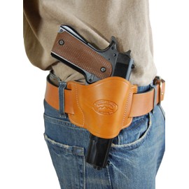 Barsony New Quick Slide Gun OWB Saddle Tan Leather Holster for COLT 1911 Left