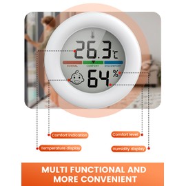 Houdian Digital Hygrometer Thermometer for Room, LCD Thermometer Room Temperature, Indoor Hygrometer Thermometer with Temperature Humidity Monitor for Greenhouse, Garden, Cella