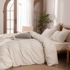Striped Cotton Duvet Cover Set Linen Feel Queen