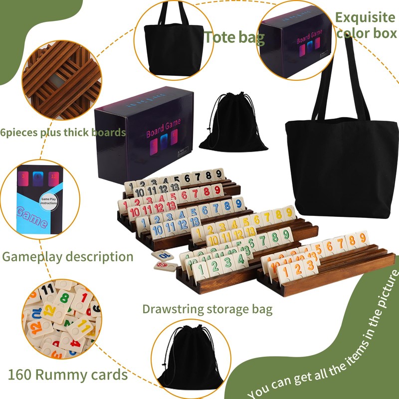 Rummy Cube Board Game, Equipped with 160 Rummy Tiles, 6