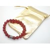 Ethnic men's bracelet in red carnelian beads and central stainless