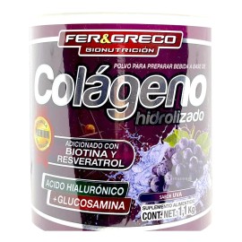 Suplemento en polvo Fer & Greco Colágeno Hidrolizado sabor uva en pote de 1.1kg
