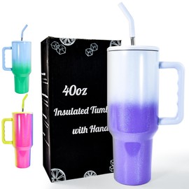 AGH life 40oz Thermobecher mit Strohhalm und Henkel, Doppelwandig Edelstahl Thermobecher, 1180 ML Tragbare Isolierter kaffeebecher Auto, Reisebecher ThermoTrinkbecher Tumbler Cup