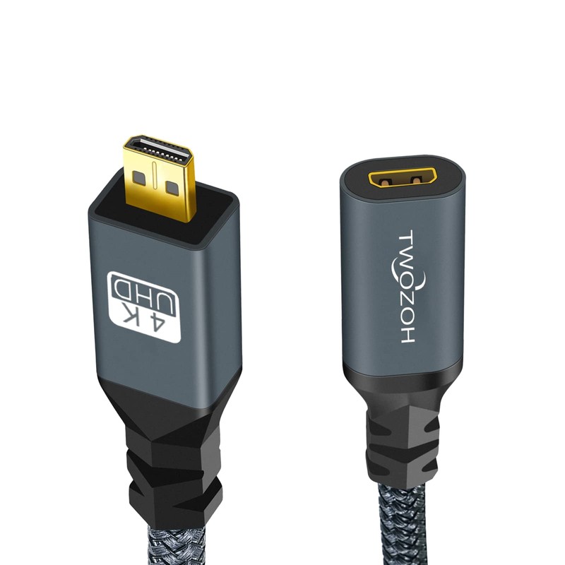 Twozoh Micro HDMI Macho to Hembra Cable Adapter, Micro HDMI