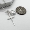 Sterling Silver Cross Necklace with Tiny Heart Charm, Confirmation Gift