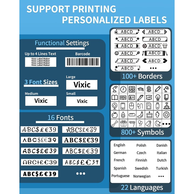 Vixic Label Maker, H1100 Label Maker Machine with-Tape, Portable Label