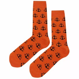 Sockfly NWT Fun Anchor Dress Socks Novelty Men 8-12 Orange Crazy Fun Sockfly
