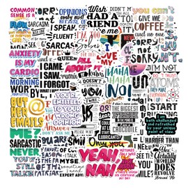 50 PCS Sarcastic Stickers,Funny Stickers for Adults,Snarky, Humorous Quotes Stickers for Water Bottle,Laptop,Phone,Hard Hat,Bumper,Gifts for Adult