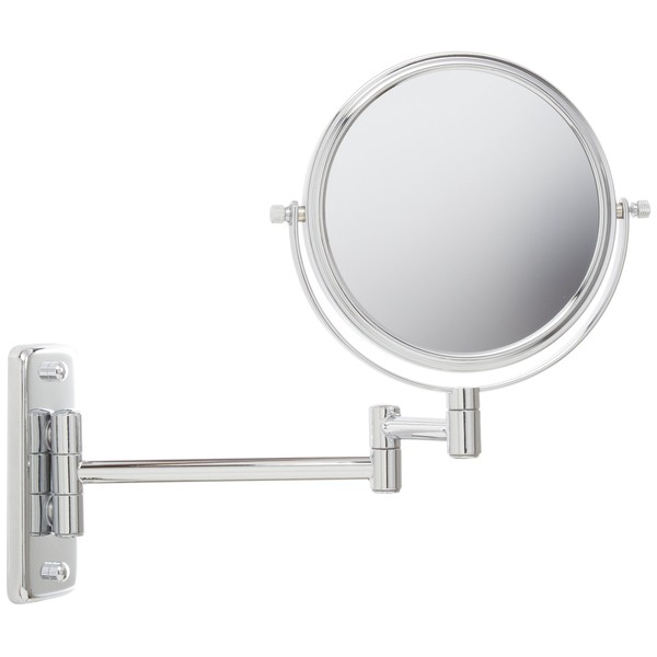 Jerdon 6-Inch Two-Sided Swivel Wall Mount Mirror - Makeup Mirror with 5X Magnification & 10-inch Wall Extension - Chrome Finish - Model JP7508C