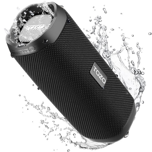 TOZO PA2 Bluetooth Speaker with Dual Drivers & Dual Bass Diaphragms, Deep Bass Loud Stereo Sound, IPX8 Waterproof, 25H Playtime, Custom EQ App Portable Wireless Speaker for Home Outdoors Travel