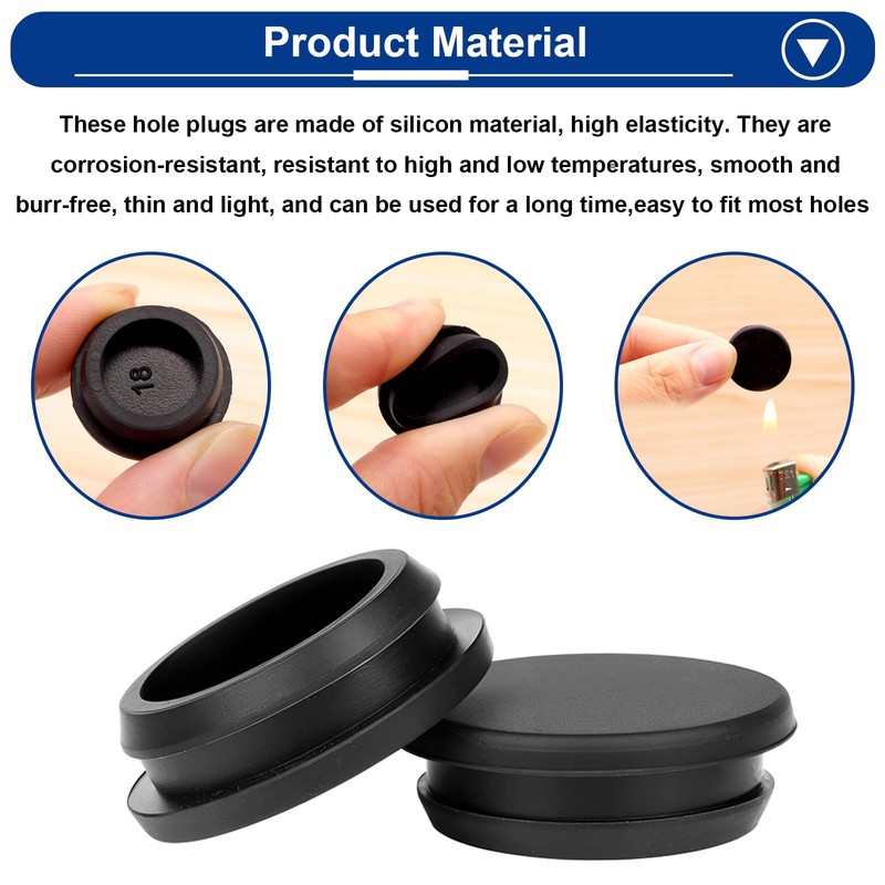 Tnisesm 130PCS 8 Sizes Black Rubber Plugs for Round Holes