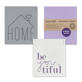 Sanni Shoo Compostable Sponge Cloths from Sweden: Sustainably Washable & Extremely Absorbent – All-Purpose Cloths for Kitchen, Car and Household | Set of 3 Dishcloths, Dishcloths, Washcloths