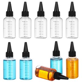 Healeved 50ml Squeeze Bottles with Scale Essential Oil Bottles with Dropper Tip 10 Pack Random Lid Color for Travel
