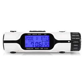 AUNMAS World Time Travel Clock, LED Perpetual Calendar Clock Portable Flashlight LED Pocket Sized Multi Time Zone Digital World Alarm Clock