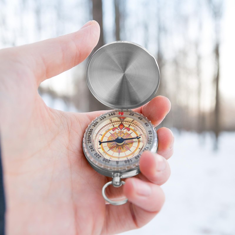 TIXIPEM Camping Survival Compass [2PCS] - Copper Clamshell Classic Pocket