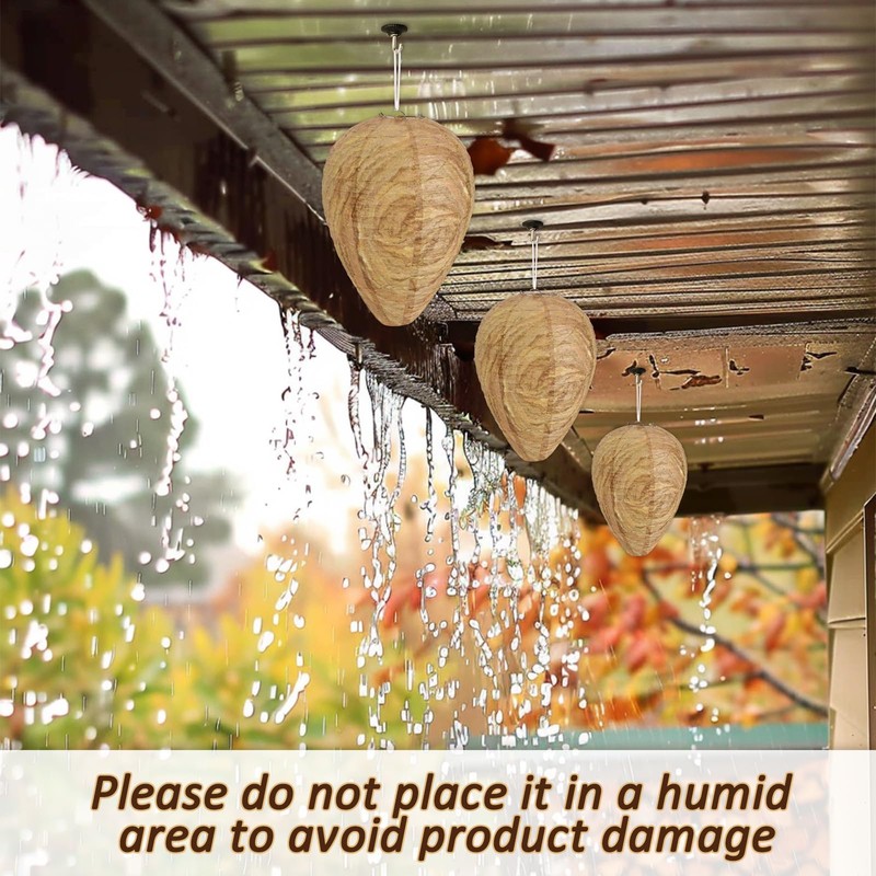 DECYOOL 4 Pack Paper Wasp Nest Decoy Hanging Wasp Nest