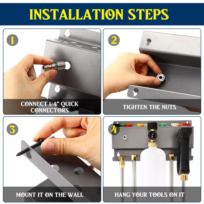 DoubleFill Pressure Washer Gun Holder, Wall Mount Foam Cannon Holder,