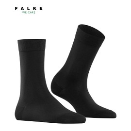 FALKE Women's Cotton Touch Socks Breathable Sustainable Cotton Elegant Fine Reinforced Half Height Flat Seam for Pressure-free Toe Intense Colours High Quality 1 Pair, Black 3000., 35 - 38