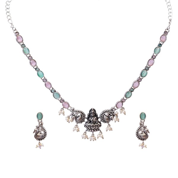 Efulgenz Oxidized Indian Jewelry Necklace Sets Antique Boho Religious Peacock