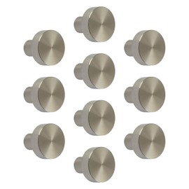 Gedotec Modern Furniture Knob Stainless Steel Door Knob for Drawers - Tellas | Cupboard Knob for Cabinet Doors | Brushed Stainless Steel | Height 20 mm | Knob Diameter 25 mm | Pack of 10 - Design