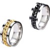 2pcs Mens Ring for Anxiety Relief - Stainless Steel Black