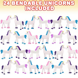 ArtCreativity Bendable Unicorns, Set of 24, Flexible Unicorn Figurines, Stress Relief Fidget Toys, Piñata Fillers, Birthday Party Favors, Goodie Bag Stuffers for Kids