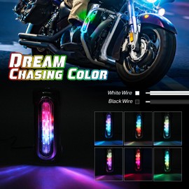 OPP ULITE Motorcycle Highway Bar Lights Switchback Dream Chasing Color & White Light & Amber Turn Signal Light Bars for 1-1/4 inch Driving Crash Bar Touring Driving Lights Bikes, Silver-2PC