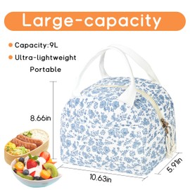 GISMTR Lunch Bag for Women Insulated Lunch Box Cute Corduroy Lunch Tote Bags Reusable Large Capacity Cooler Bag for Travel Work Picnic