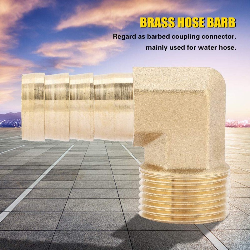 Hilitand 3/4" Brass Hose Barb, Fitting Elbow, 90 Degree Elbow