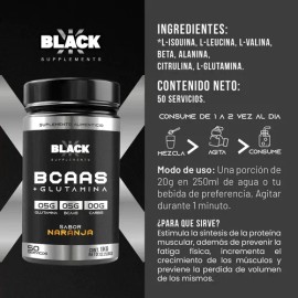 Black Supplements Aminoácidos Bcaas  Glutamina 1kg Naranja                                                                                            